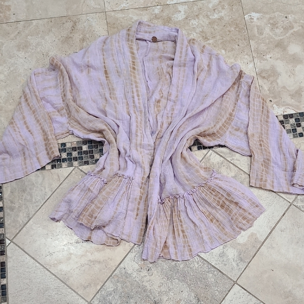 Free People Lavender and Beige Tunic
